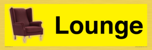 Lounge Dementia Friendly Yellow SIgn
